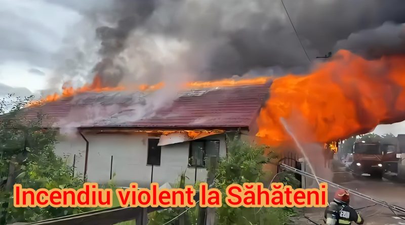 INCENDIU VIOLENT ÎN SĂHĂTENI (BZ). DOUĂ LOCUINȚE CUPRINSE DE FLĂCĂRI. INTERVENȚIE DE AMPLOARE A POMPIERILOR
